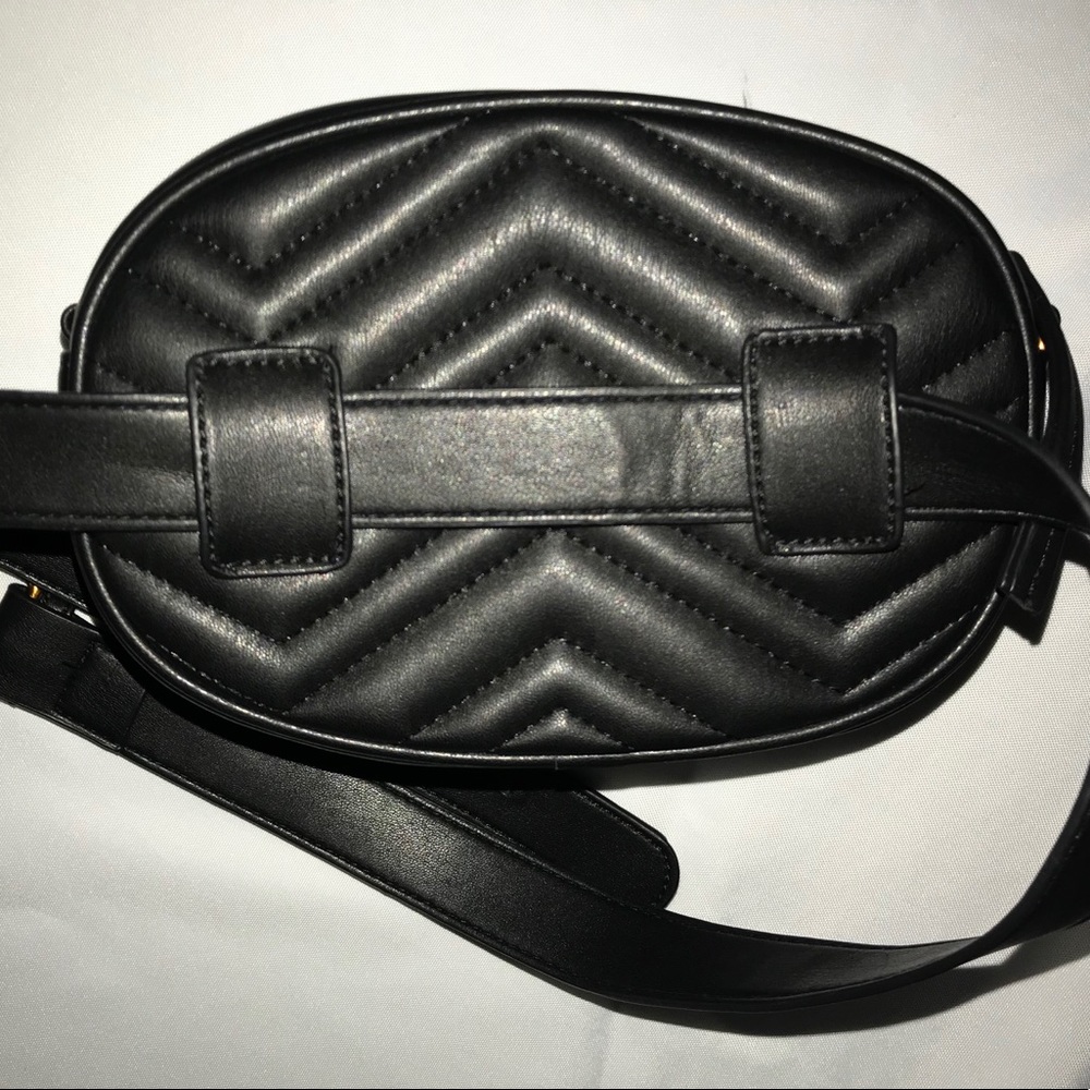 Black Leather Chevron Quilted Belt Bag - Picture 2 of 4